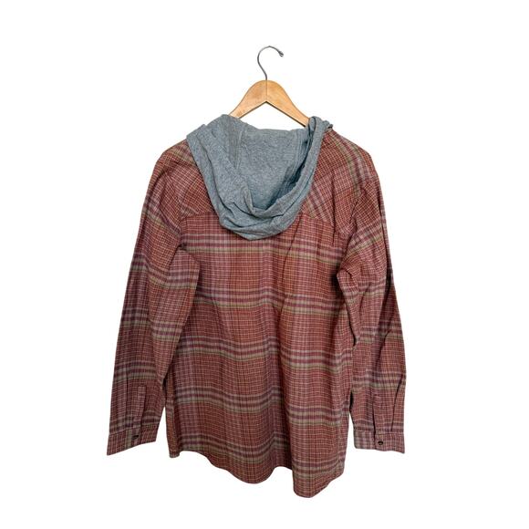 Natural Reflections Plaid Hooded Flannel Women’s Size L Tan Pink Button Up NWT - Picture 4 of 6